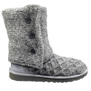 UGG Women's Cardy Grey Lattice Knit Pull On Winter Boot Size US 8